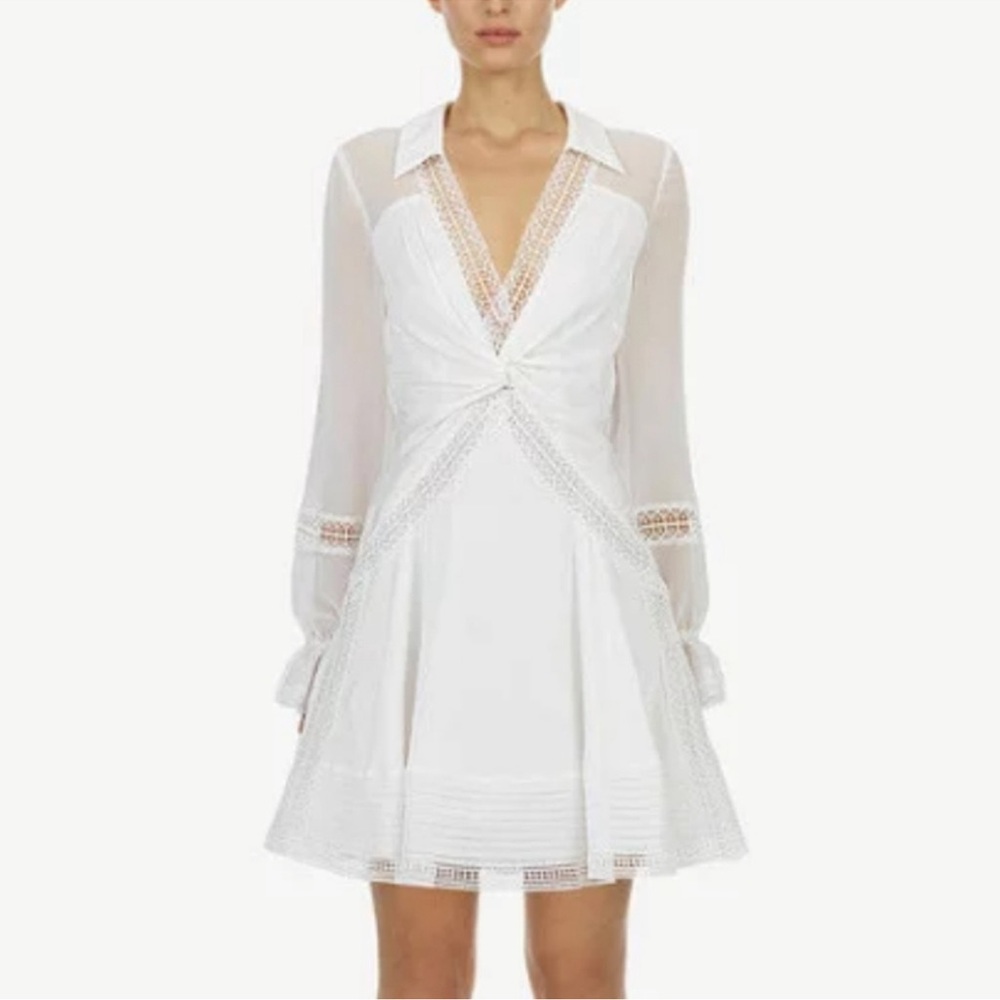 Self-Portrait White Lace Trim Dress
